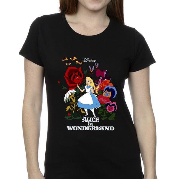 Disney Womens/Ladies Alice In Wonderland Flowers Cotton T-Shirt
