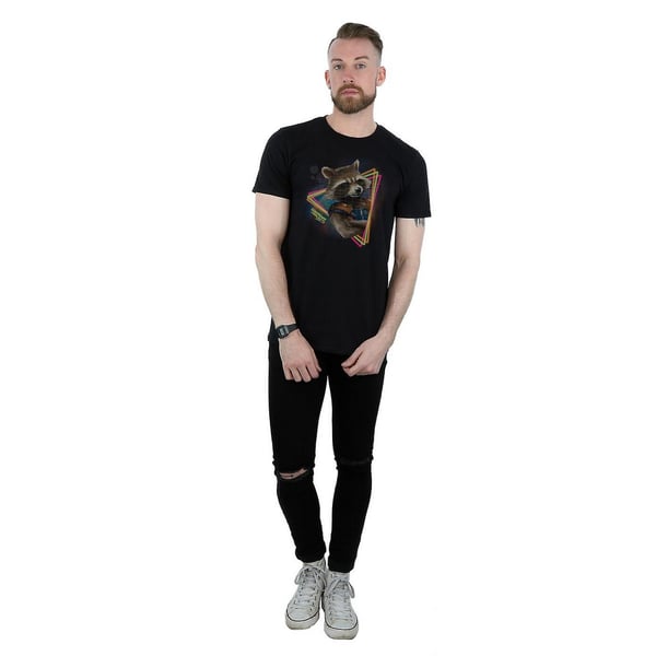 Guardians Of The Galaxy Mens Rocket Raccoon Neon Cotton T-Shirt