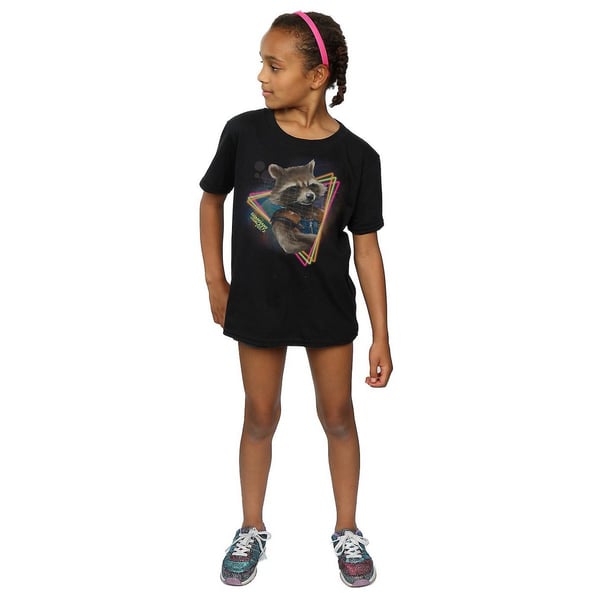 Guardians Of The Galaxy Girls Rocket Raccoon Neon Cotton T-Shirt