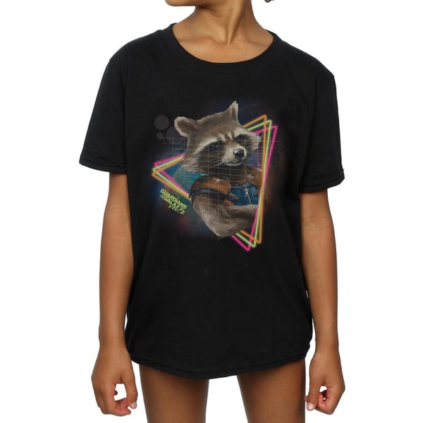 Guardians Of The Galaxy Girls Rocket Raccoon Neon Cotton T-Shirt
