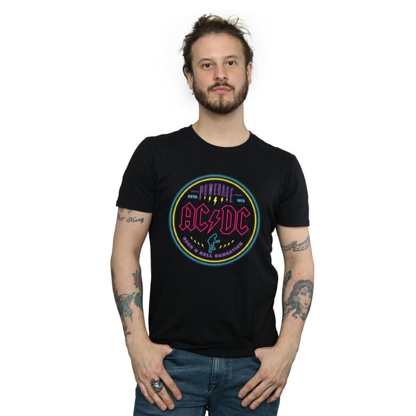 AC/DC Miesten Circle Neon T-paita