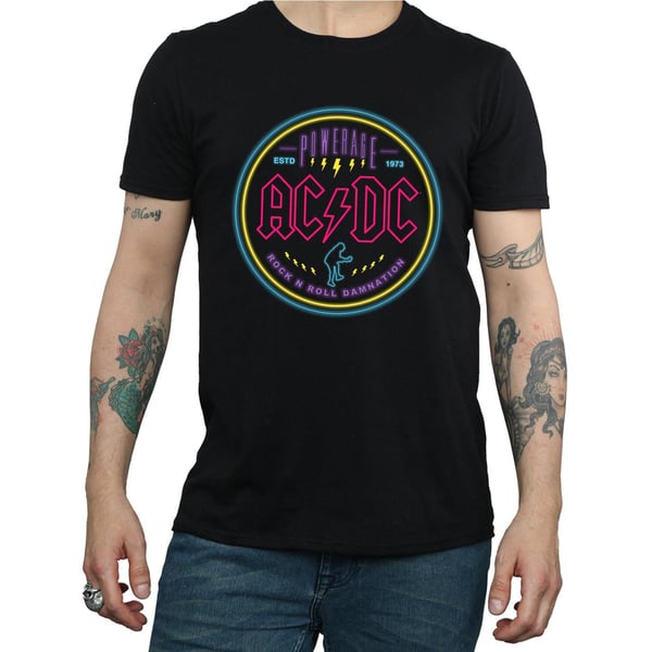 AC/DC Miesten Circle Neon T-paita