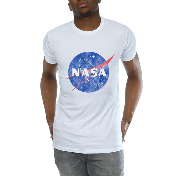 NASA Mens Insignia Distressed Cotton Logo T-Shirt