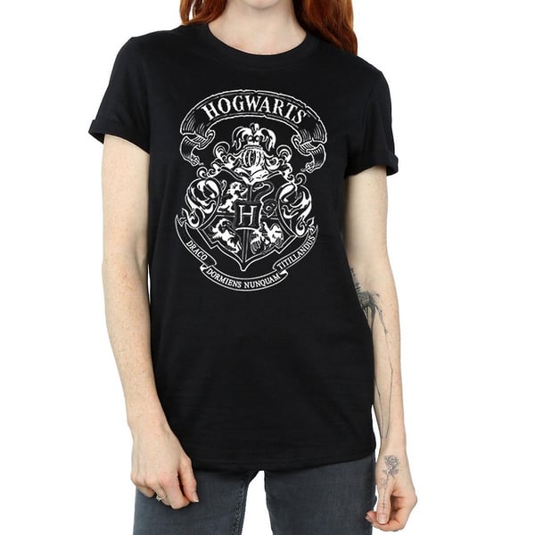 Harry Potter Dam/Dam Hogwarts Vapensköld Bomull Boyfriend T-shirt