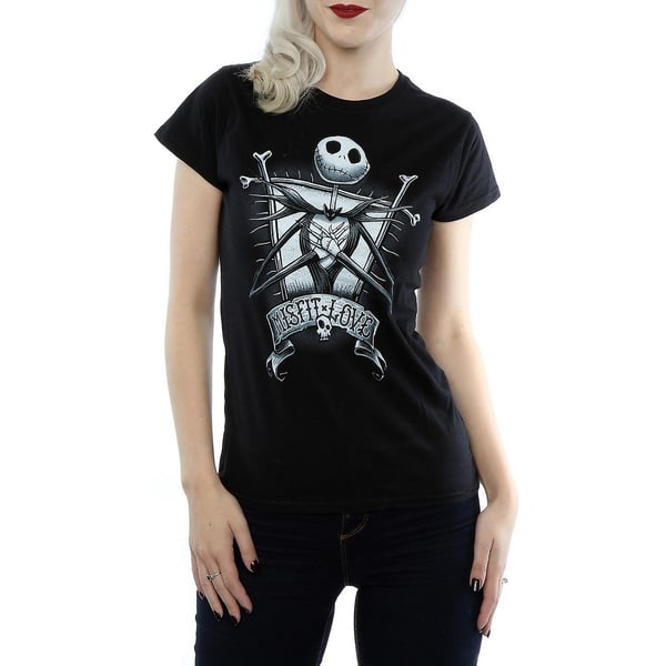 Painajainen ennen joulua naisten/naisten Misfit Love Jack Skellington puuvillainen T-paita Painajainen ennen joulua naisten/naisten Misfit Love Jack Skellington puuvillainen T-paita