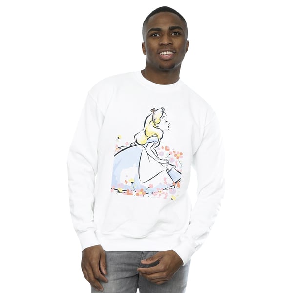Disney Mens Alice In Wonderland Sketch Flowers Sweatshirt