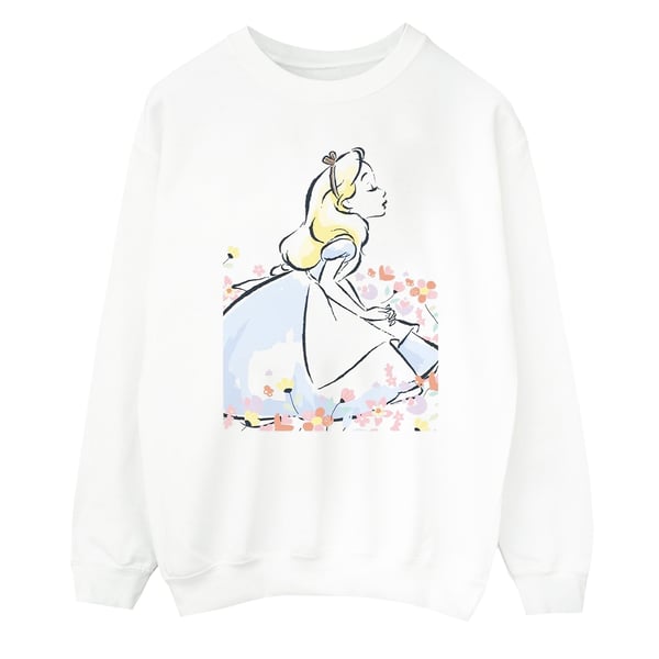 Disney Mens Alice In Wonderland Sketch Flowers Sweatshirt