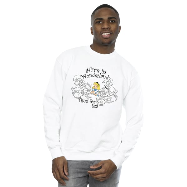 Disney Mens Alice In Wonderland Time For Tea Sweatshirt