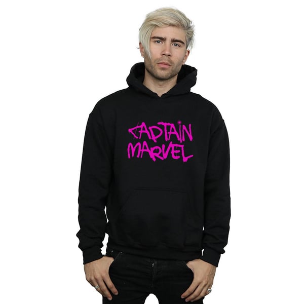 Marvel Mens Captain Marvel Spray Text Hoodie