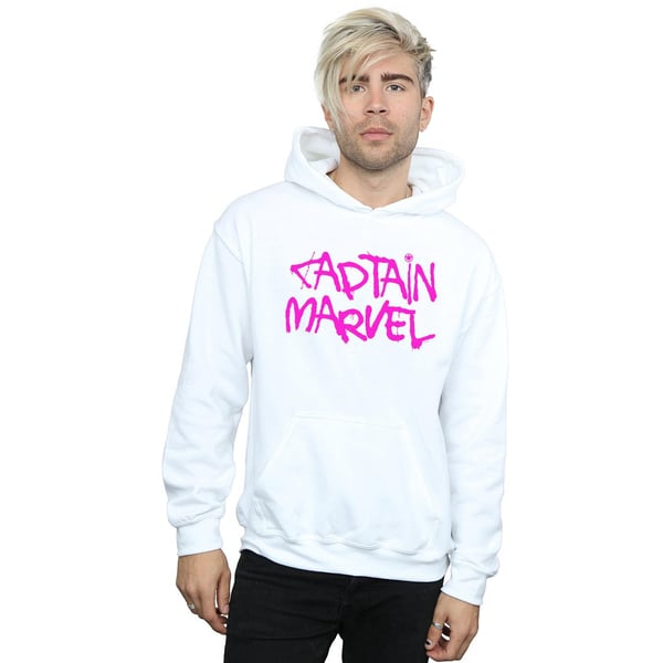 Marvel Mens Captain Marvel Spray Text Hoodie