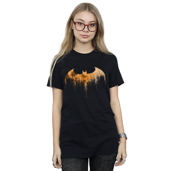 DC Comics Womens/Ladies Batman Arkham Knight Halloween Moon Logo Fill Cotton Boyfriend T-Shirt