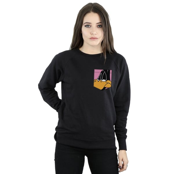 Looney Tunes Naisten Daffy Duck -kasvot tekotaskullinen collegepaita