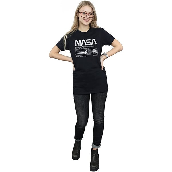 NASA Womens/Ladies Space Shuttle Cotton Boyfriend T-Shirt