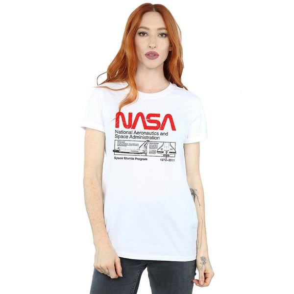 NASA Womens/Ladies Space Shuttle Cotton Boyfriend T-Shirt