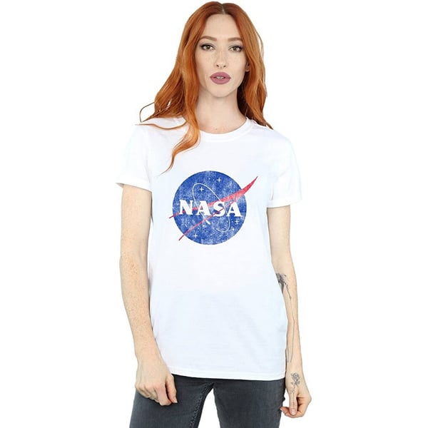 NASA Womens/Ladies Insignia Distressed Logo Cotton Boyfriend T-Shirt