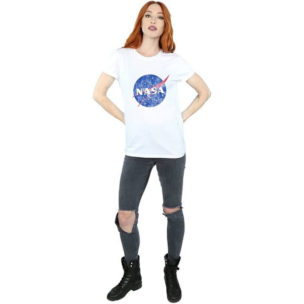 NASA Womens/Ladies Insignia Distressed Logo Cotton Boyfriend T-Shirt
