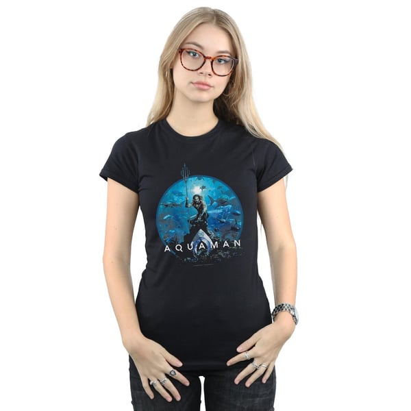 DC Comics Womens/Ladies Aquaman Circle Poster Cotton T-Shirt