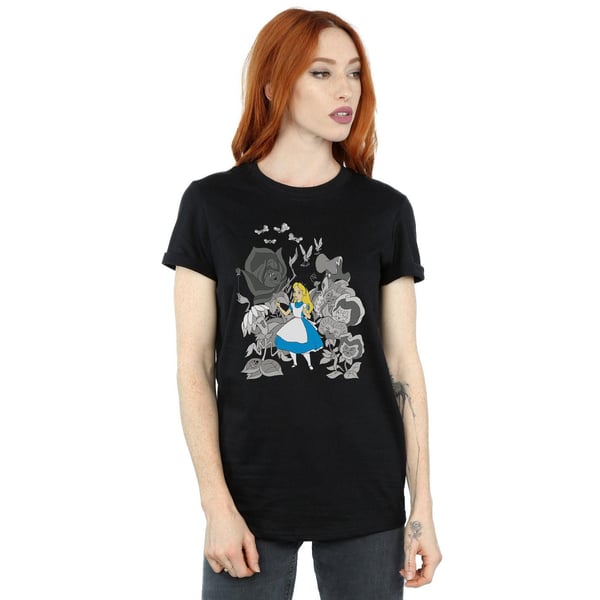 Disney Womens/Ladies Alice In Wonderland Flowers Cotton Boyfriend T-Shirt