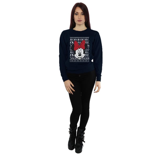 Disney Womens/Ladies Mickey Mouse Christmas Head Sweatshirt