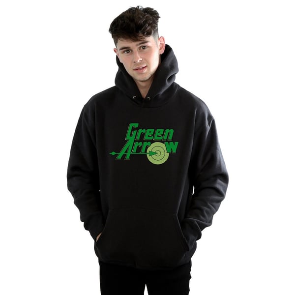 DC Comics Mens Green Arrow Text Logo Hoodie