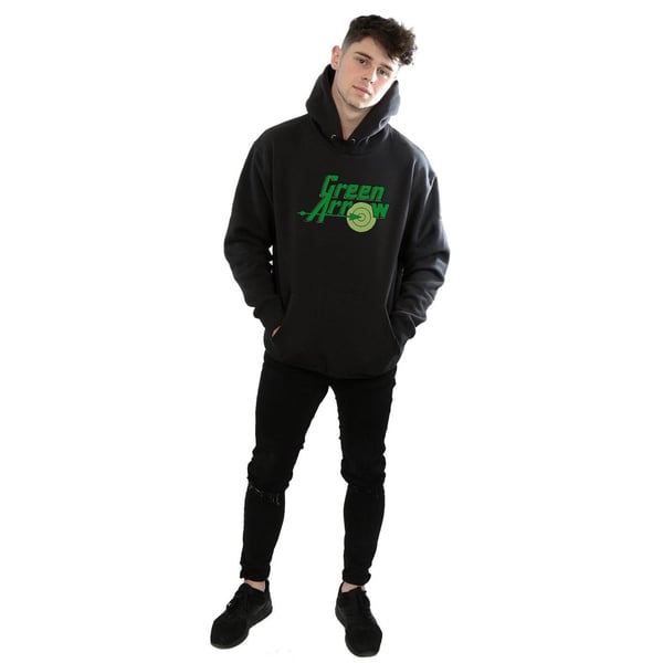 DC Comics Mens Green Arrow Text Logo Hoodie