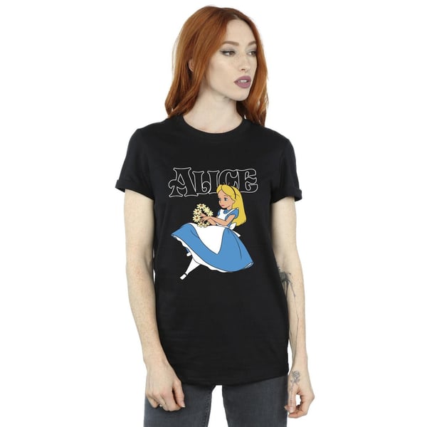 Disney Womens/Ladies Alice In Wonderland Flowers Cotton Boyfriend T-Shirt