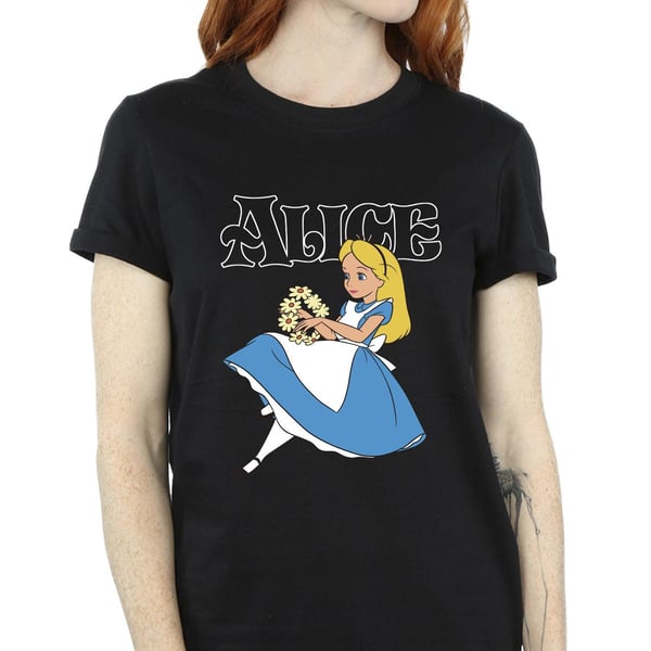 Disney Womens/Ladies Alice In Wonderland Flowers Cotton Boyfriend T-Shirt
