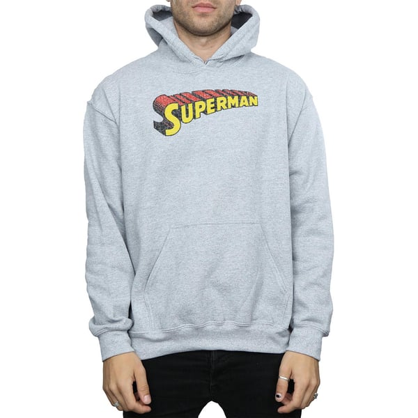 DC Comics Mens Superman Telescopic Crackle Logo Hoodie