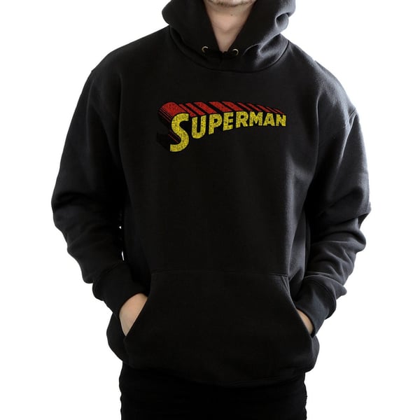 DC Comics Mens Superman Telescopic Crackle Logo Hoodie