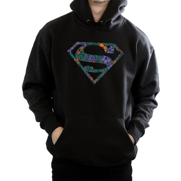 DC Comics Mens Superman Floral Logo 1 Hoodie