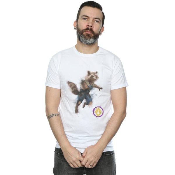 Marvel Mens Avengers Endgame Painted Rocket T-paita