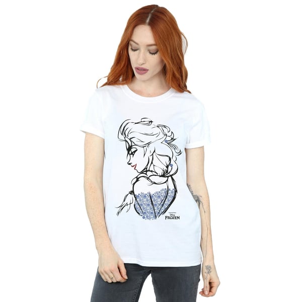 Frozen Womens/Ladies Elsa Sketch Cotton Boyfriend T-Shirt