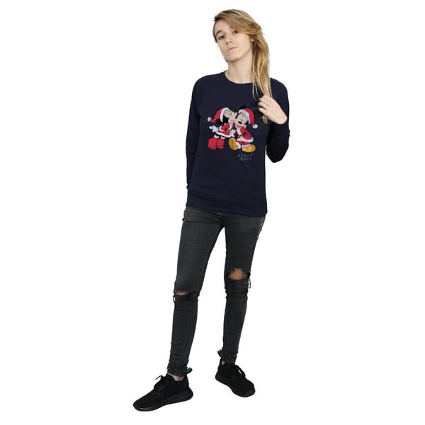 Disney Womens/Ladies Mickey And Minnie Christmas Kiss Sweatshirt