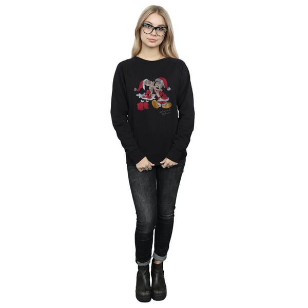 Disney Womens/Ladies Mickey And Minnie Christmas Kiss Sweatshirt