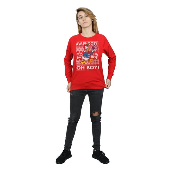 Disney Womens/Ladies Donald Duck Christmas Fair Isle Sweatshirt