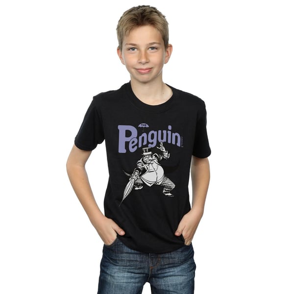 DC Comics Boys Penguin Mono Action Pose T-Shirt