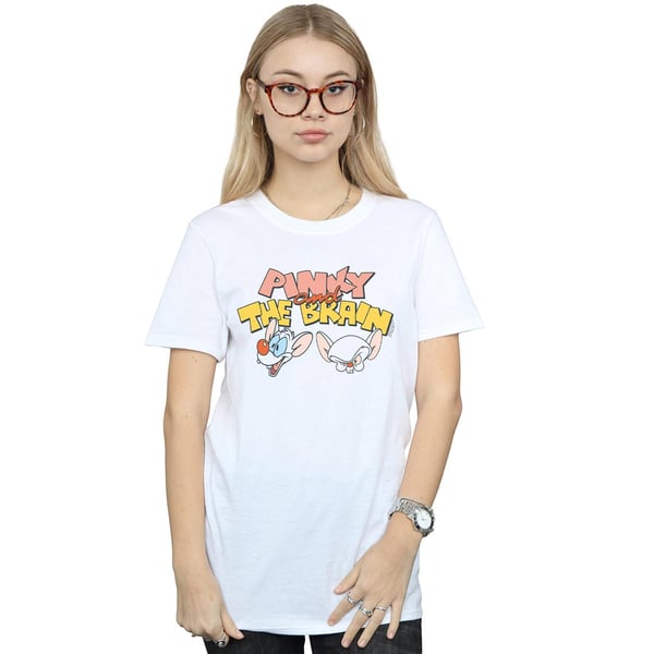 Animaniacs Womens/Ladies Pinky And The Brain Heads Cotton Boyfriend T-Shirt