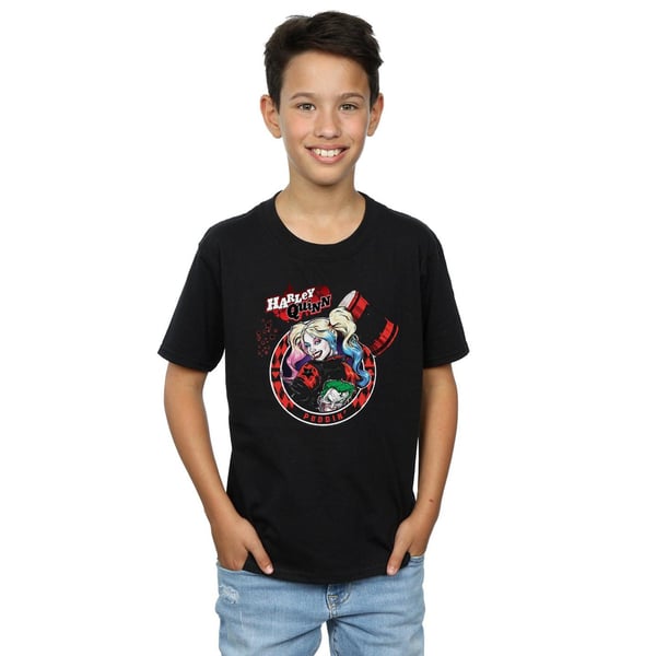 DC Comics Boys Harley Quinn Joker Patch T-Shirt