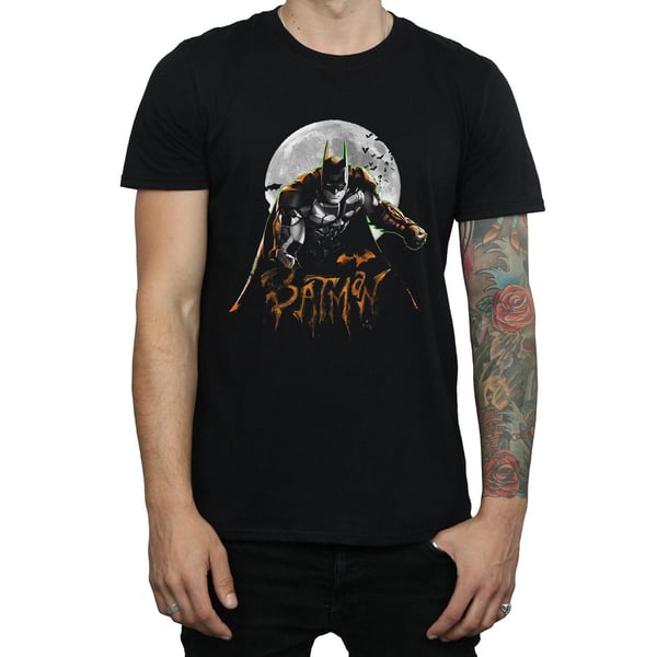 DC Comics Mens Batman Arkham Knight Halloween Moon T-Shirt