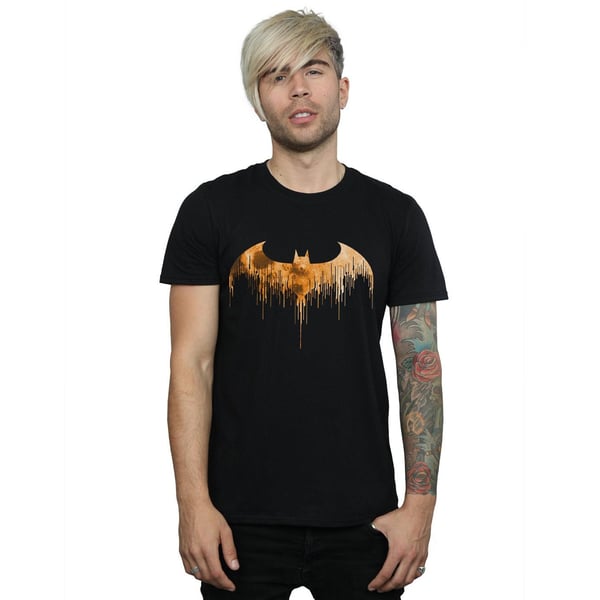 DC Comics Mens Batman Arkham Knight Halloween Moon Logo Fill T-Shirt