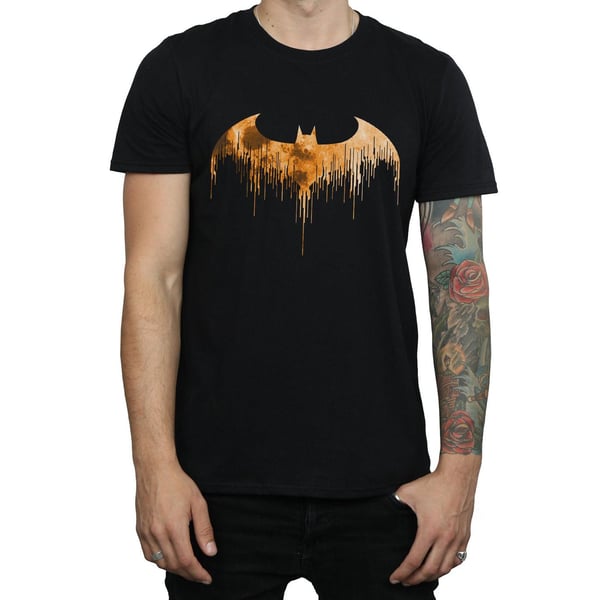 DC Comics Mens Batman Arkham Knight Halloween Moon Logo Fill T-Shirt
