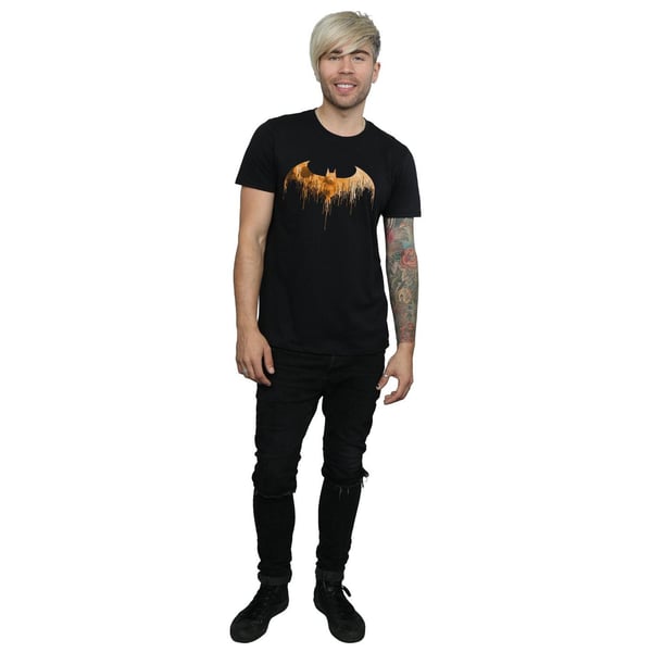 DC Comics Mens Batman Arkham Knight Halloween Moon Logo Fill T-Shirt