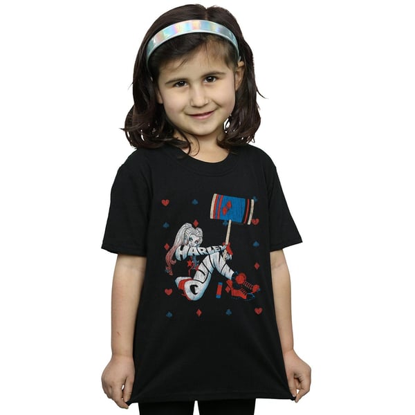 DC Comics Girls Harley Quinn Playing Card Suit Cotton T-Shirt