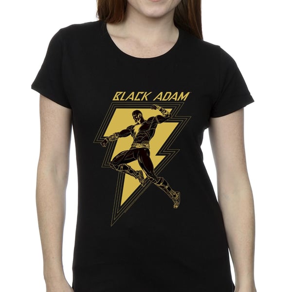 DC Comics Womens/Ladies Black Adam Golden Bolt Chest Cotton T-Shirt