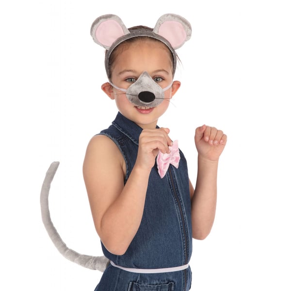 Bristol Novelty Unisex Mouse Ears Nose Bow Tie And Tail Set With Sound