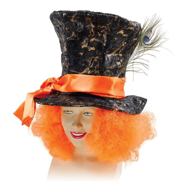 Bristol Novelty Unisex Top Hat With Feather And Hair
