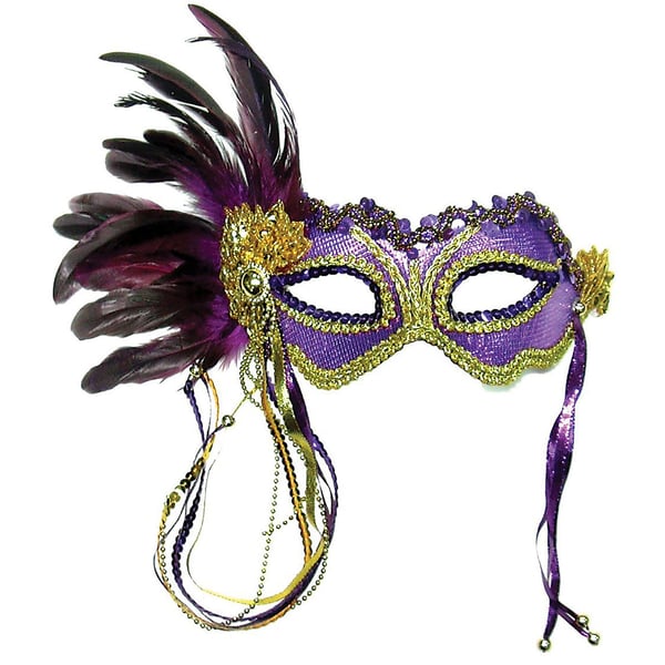 Bristol Novelty Womens/Ladies Metallic Side Feather Mask
