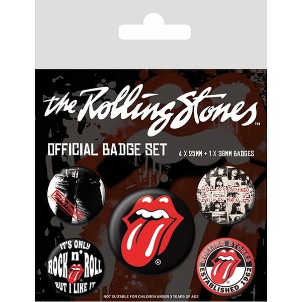 The Rolling Stones Klassisk badgesæt (pakke med 5 stk.)