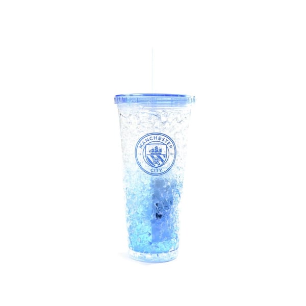 Manchester City FC Frysglas med sugrör, 600 ml, med klubbmärke