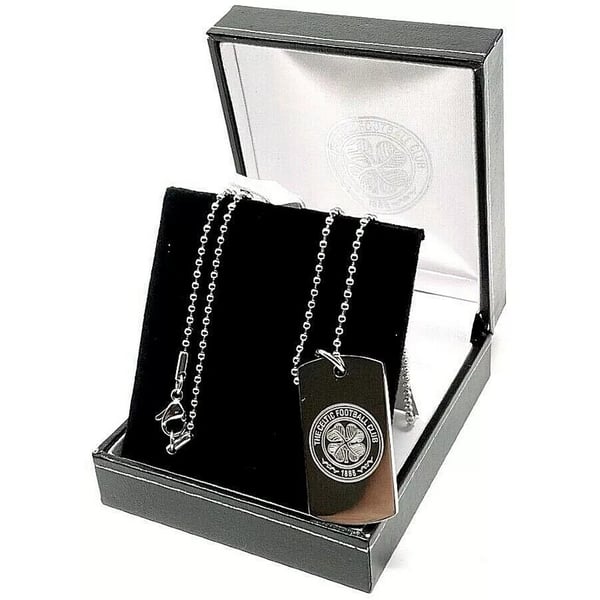 Celtic FC Stainless Steel Engraved Crest Dog Tag And Chain